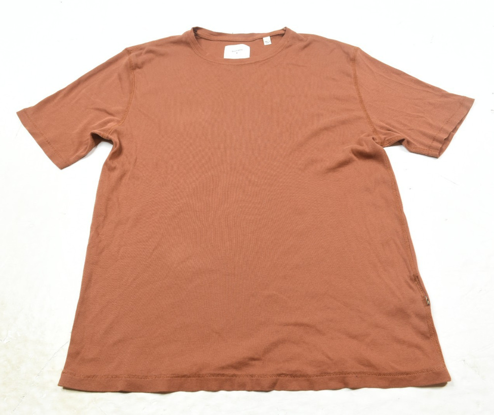 Billy Reid Ribbed T-Shirt Mens Medium Orange Short Sleeve Cotton Crew Neck